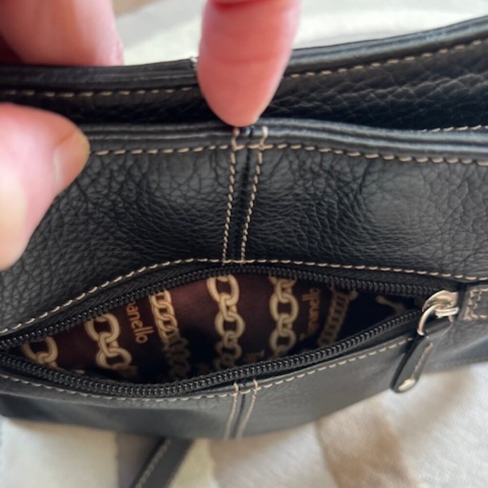 VINTAGE Tignanello Lined Leather Crossbody Black Bag - Picture 5 of 15